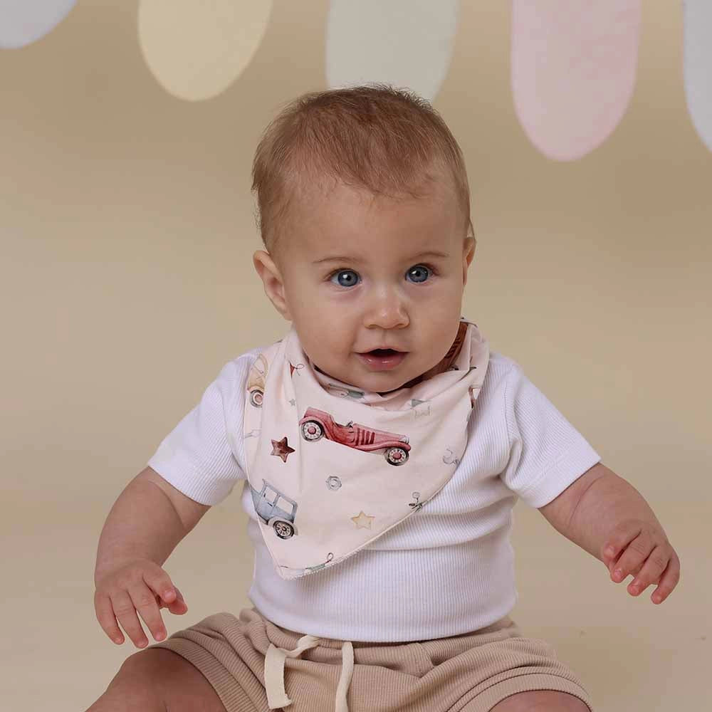 Vintage Cars Organic Dribble Bib by Snuggle Hunny