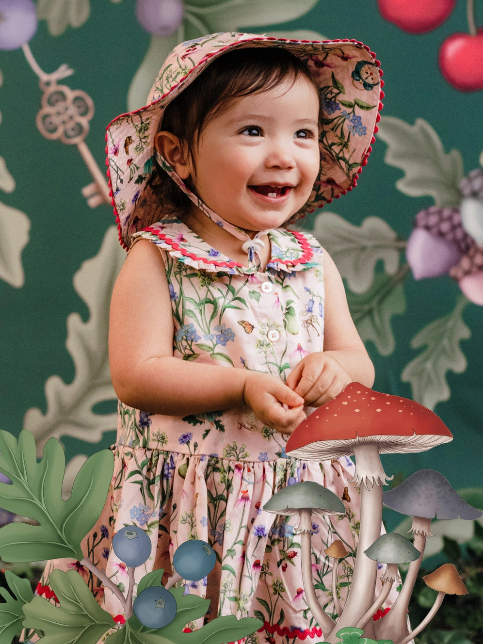 SALE Magic Faraway Tree Enchanted Garden Summer Baby Hat - Sugar Pink by Fleur Harris