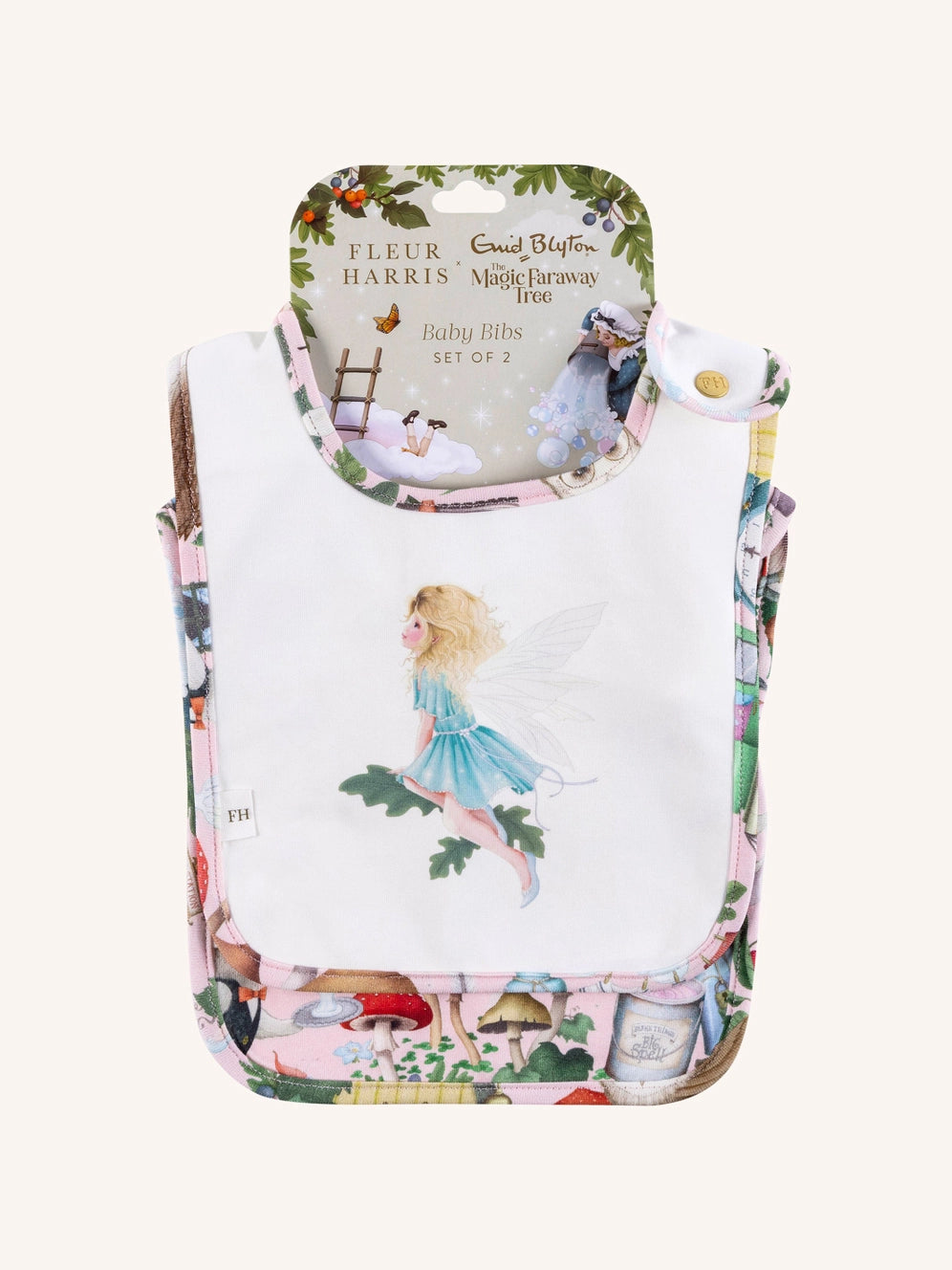 SALE Magic Faraway Tree Dandy Duo Bibs - Fairy White by Fleur Harris