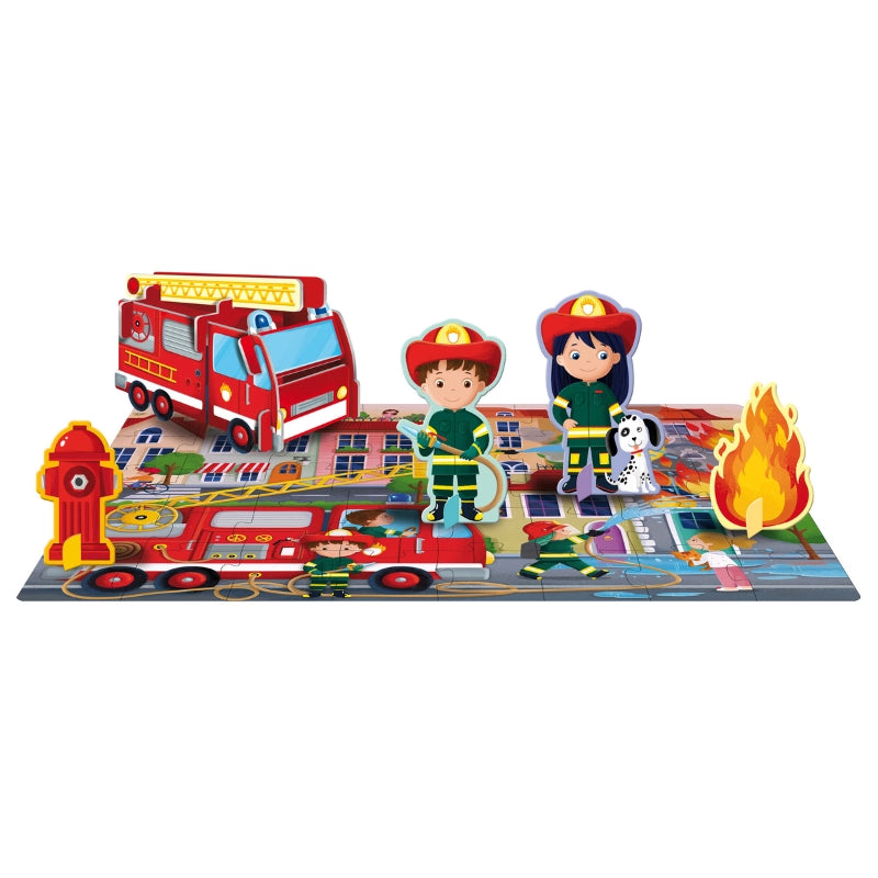 Sassi 3D Puzzle and Book Set - Learn Shapes Firefighters , 40 Pcs