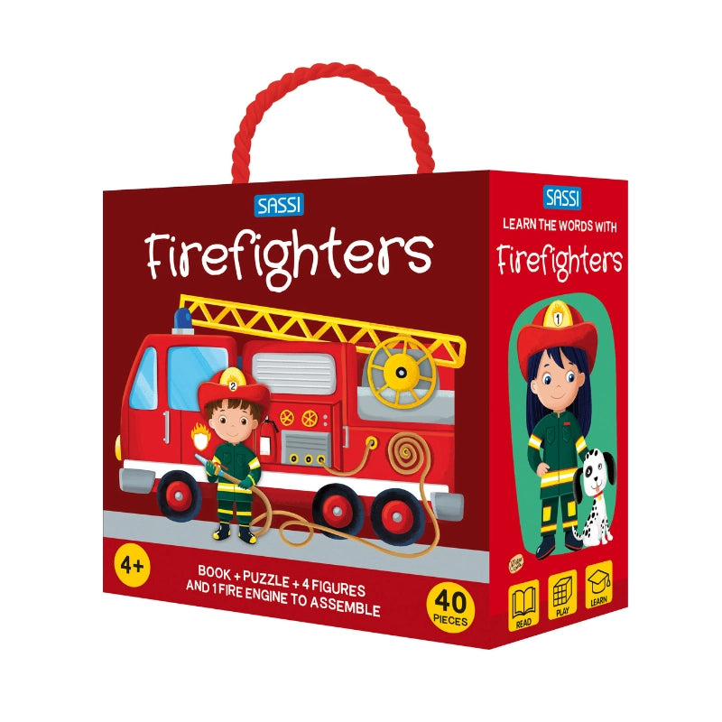 Sassi 3D Puzzle and Book Set - Learn Shapes Firefighters , 40 Pcs