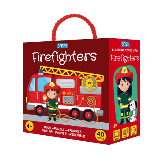 Sassi 3D Puzzle and Book Set - Learn Shapes Firefighters , 40 Pcs