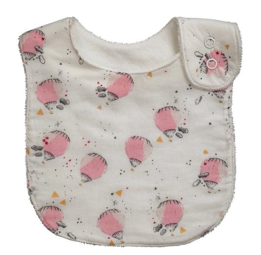 Hot Air Balloon Muslin Bib Pink