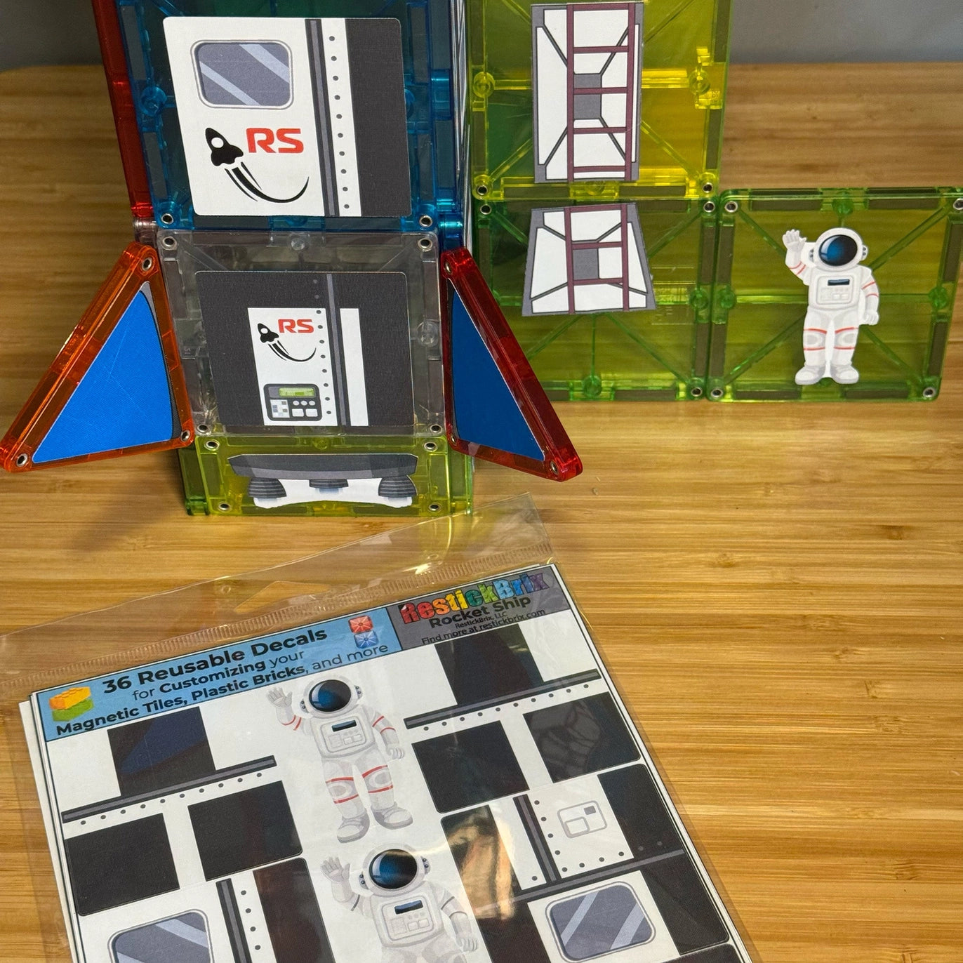 Rocket Ship: Reusable Decals For Customizing Magnetic Tiles