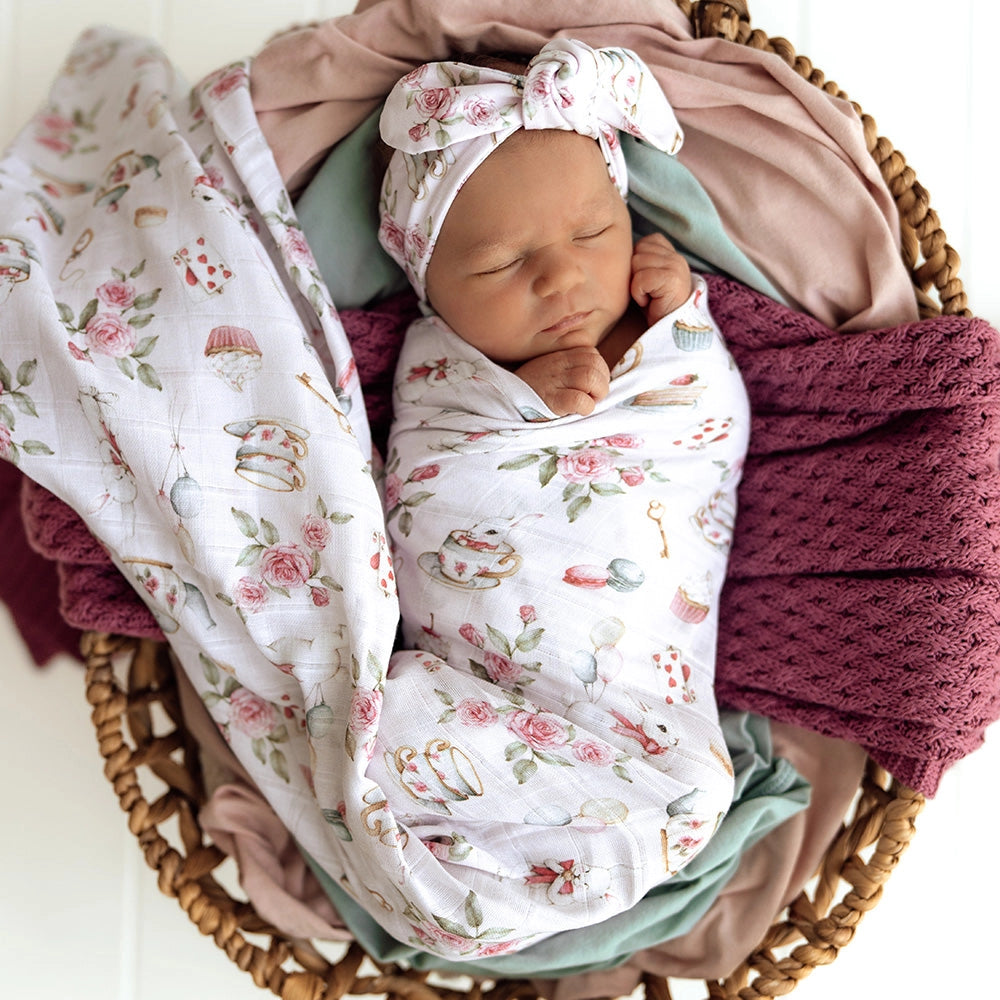 Alice’S Tea Party Organic Muslin Wrap by Snuggle Huny