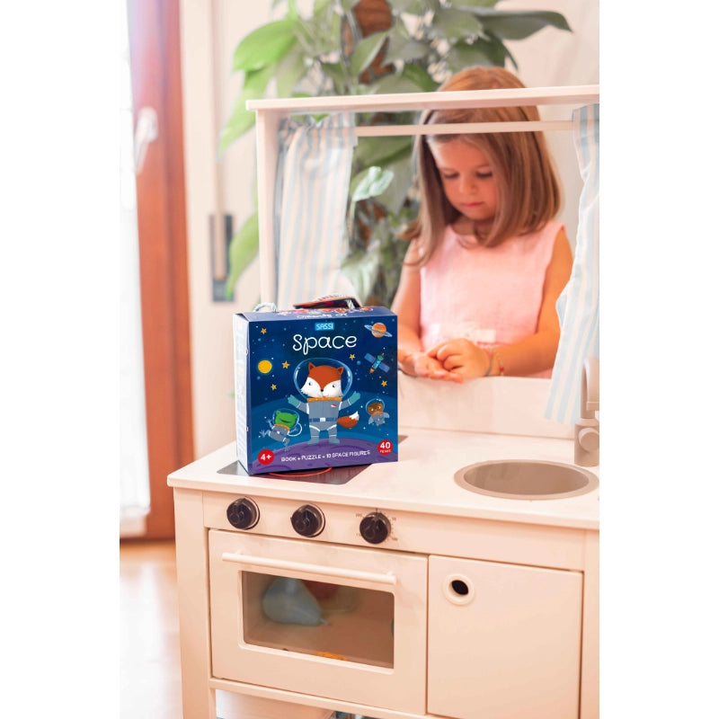 Sassi 3D Puzzle and Book Set - Space, 40 Pcs