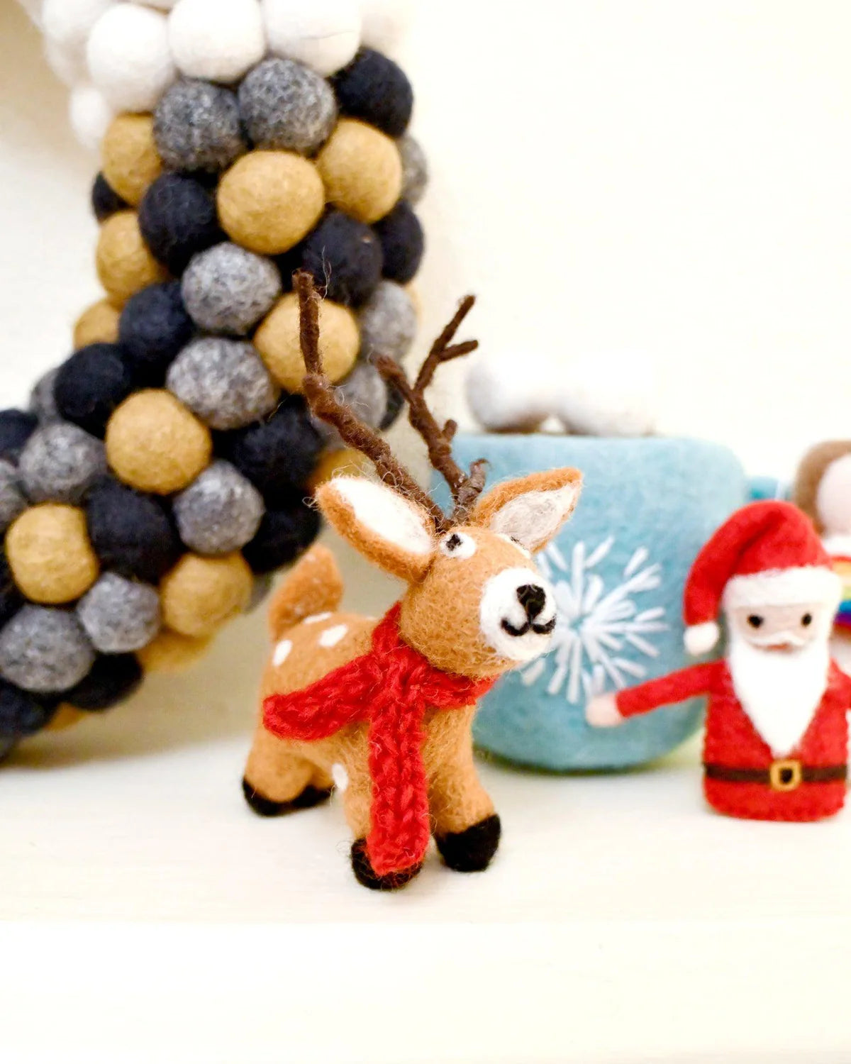 Felt Reindeer with Red Scarf Toy by Tara's Treasures