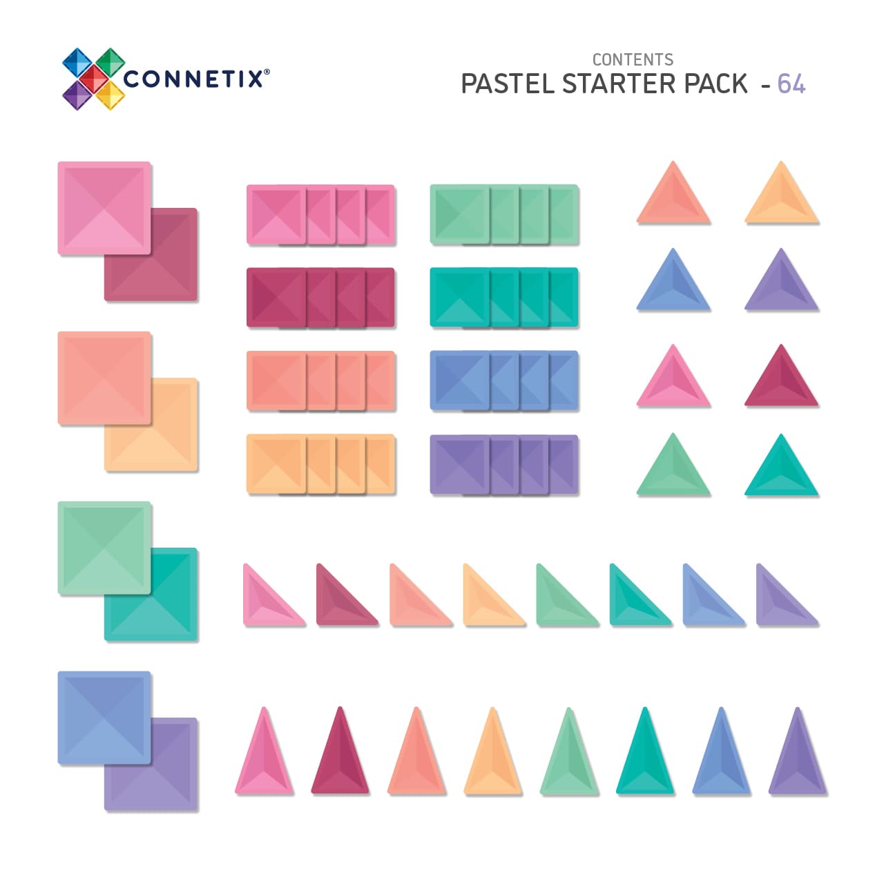 Connetix Pastel Starter Pack 64 Pieces