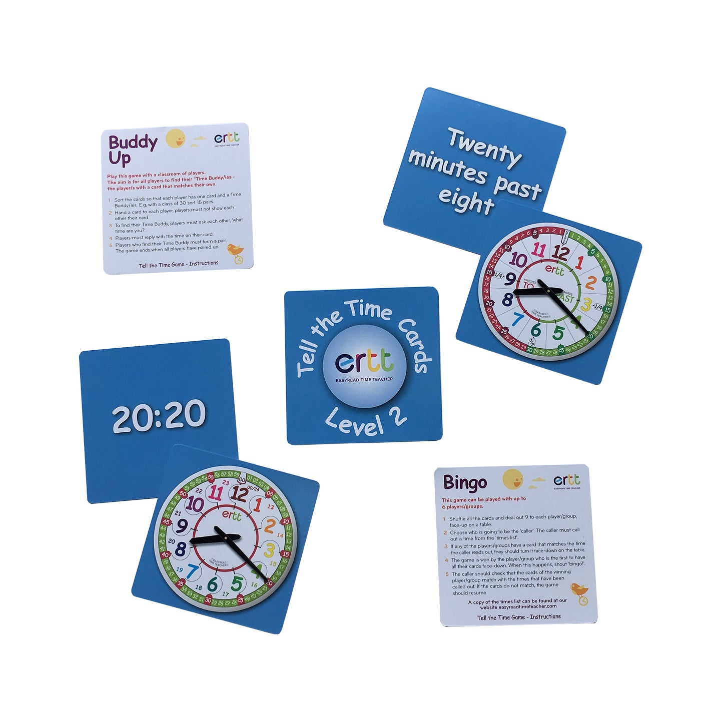 EasyRead Time Teacher Tell the Time Card Games - Level Two