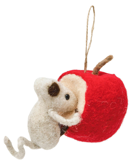 Mouse Eating Apple Hanging Christmas Decoration