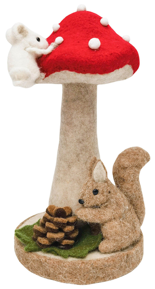 Toadstool with Squirrel & Mouse