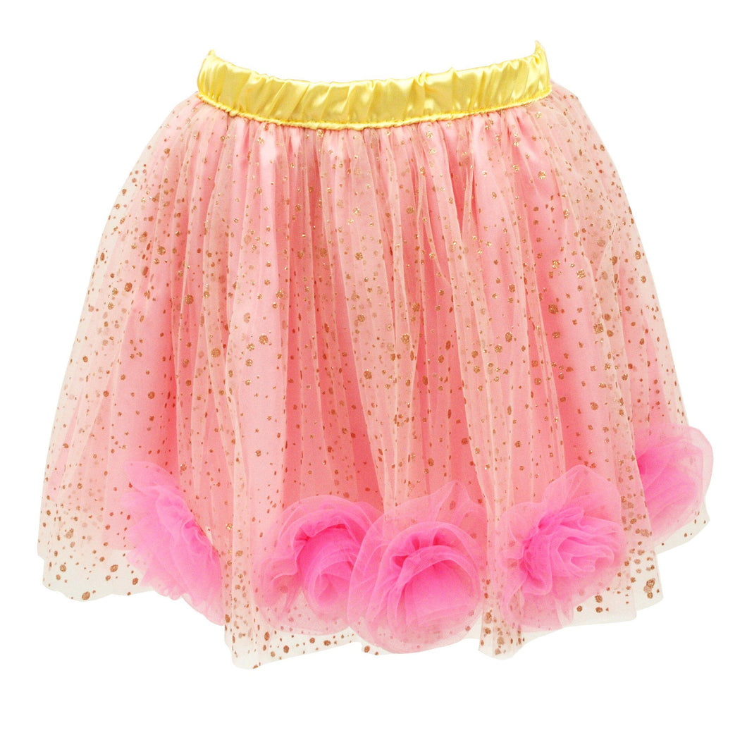 Rose Tutu Sparkle Skirt with Gold Elastic Waistband Size 7 to 8 Years