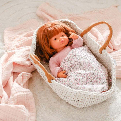 Astrup Doll Knitted Basket and Bedding Set, 35-40 cm