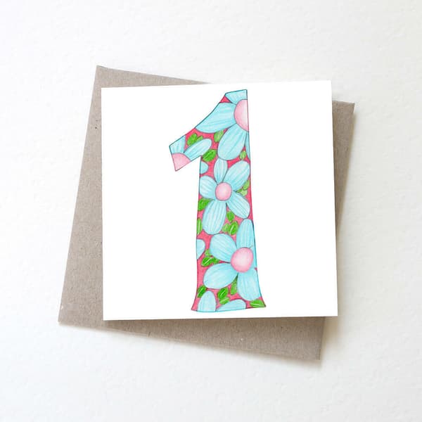 Birthday Card - Number One Flowers