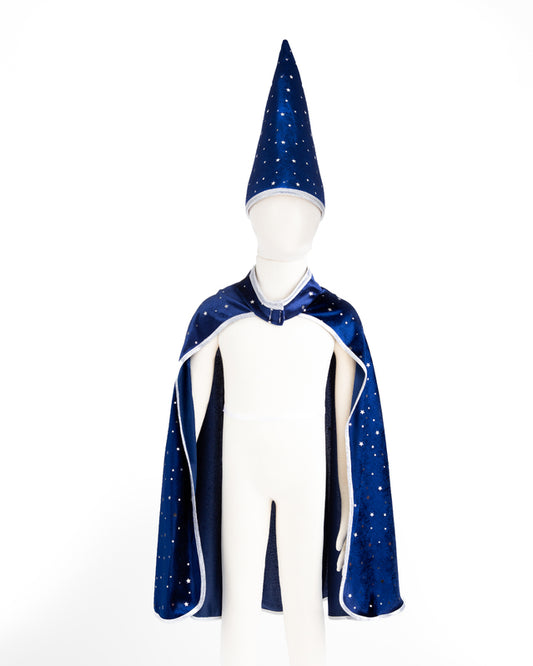 Blue & Silver Sparkle Wizard Cape & Hat - Size 4-6