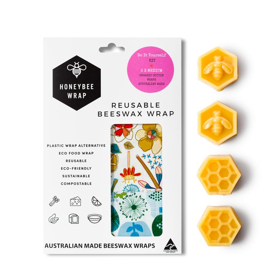 SALE HoneyBee Wraps DIY Beeswax Wrap Kit - Two Medium Wraps