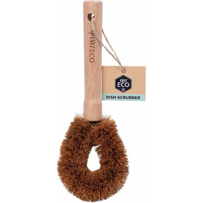 Ever Eco Dish Scrubber Beech Wood Handle, Coconut Bristles