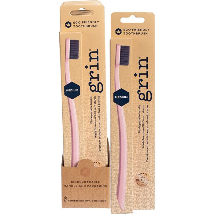 Grin Biodegradable Toothbrush Medium - Rose Pink