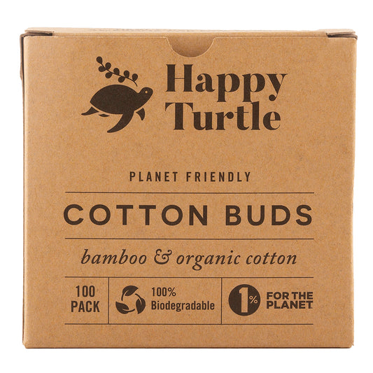 Happy Turtle Organic Cotton and Bamboo Cotton Buds 100 pack