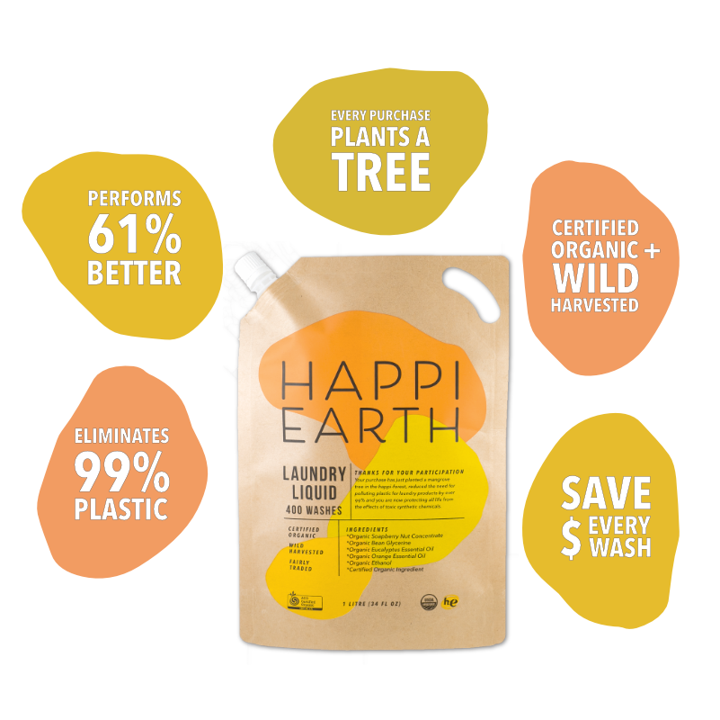 Happi Earth Laundry Liquid & Refill Pouch - 400 Wash Loads