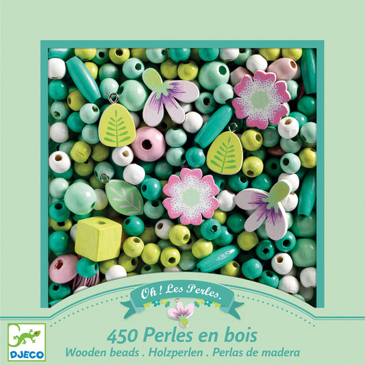 Leaves and Flowers Wooden Beads by Djeco