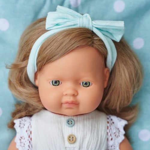 Miniland Doll - Anatomically Correct Baby, Dark Blond Caucasian Girl, 38 cm