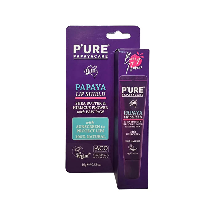 P'ure Papayacare Papaya Lip Shield with Sunscreen (Shea Butter & Hibiscus Flower with with Paw Paw) 10g