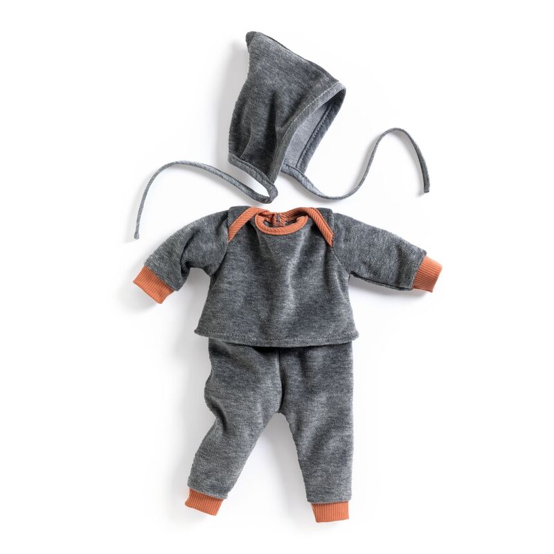 Pearl Grey Doll's Velour Tracksuit by Pomea (Djeco