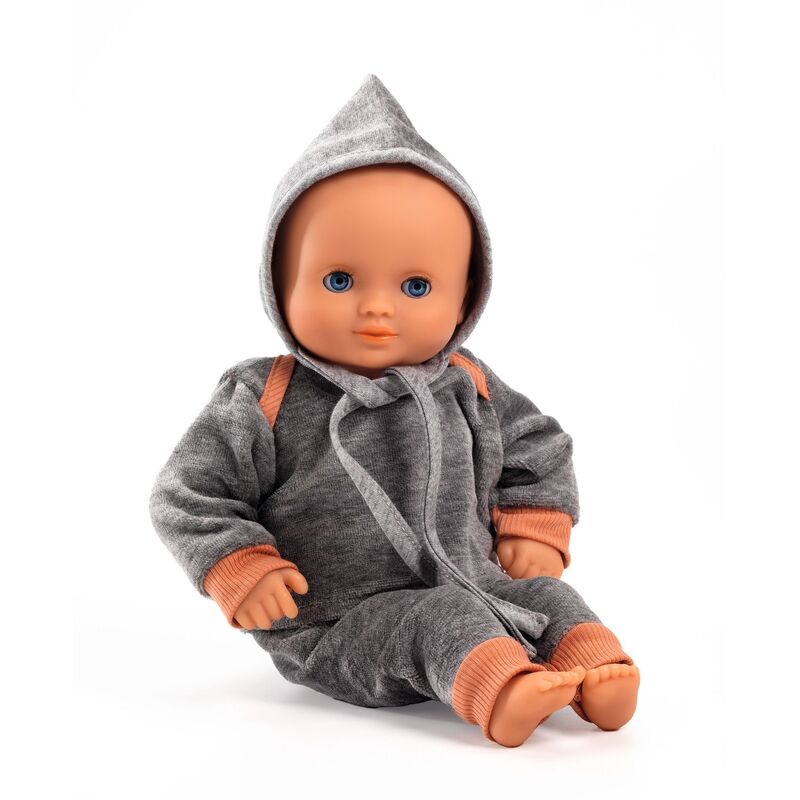 Pearl Grey Doll's Velour Tracksuit by Pomea (Djeco