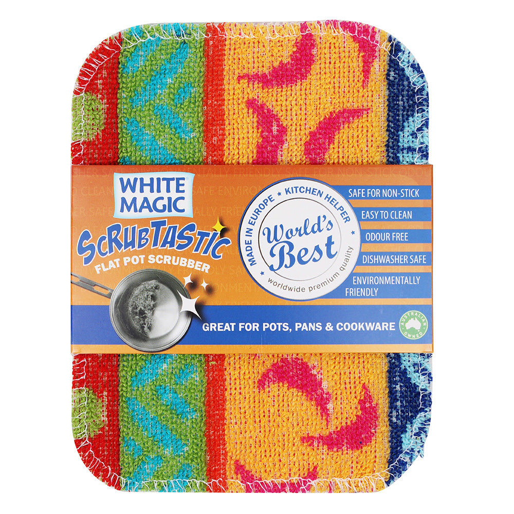 White Magic Scrubtastic Flat Pot Scrubber One Pack