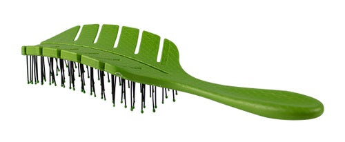 BIO-FLEX Detangler Green Leaf Shape Hairbrush with Plant Based Handle