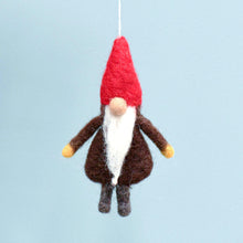 Load image into Gallery viewer, Felt Gnome Hanging - Dark Brown Robe
