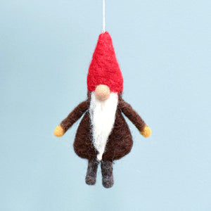 Felt Gnome Hanging - Dark Brown Robe