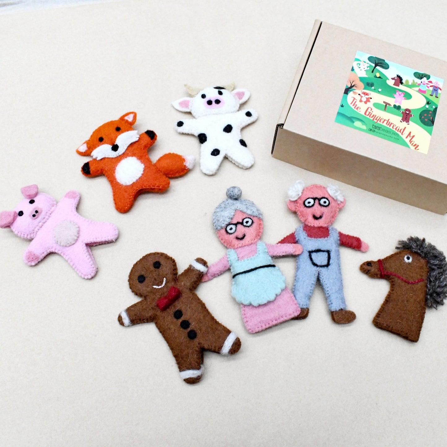 Felt Gingerbread Man Story, Finger Puppet Set