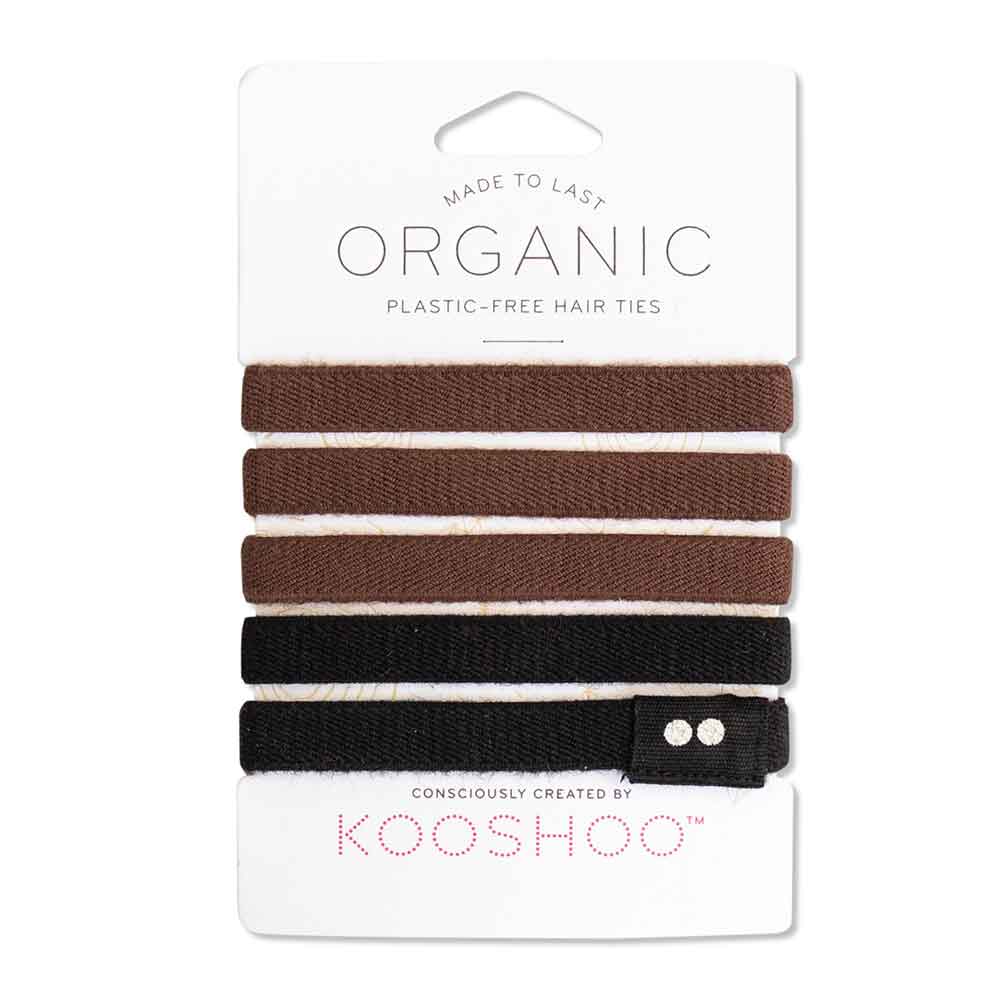 Kooshoo Certified Organic Hair Ties - Black/ Brown