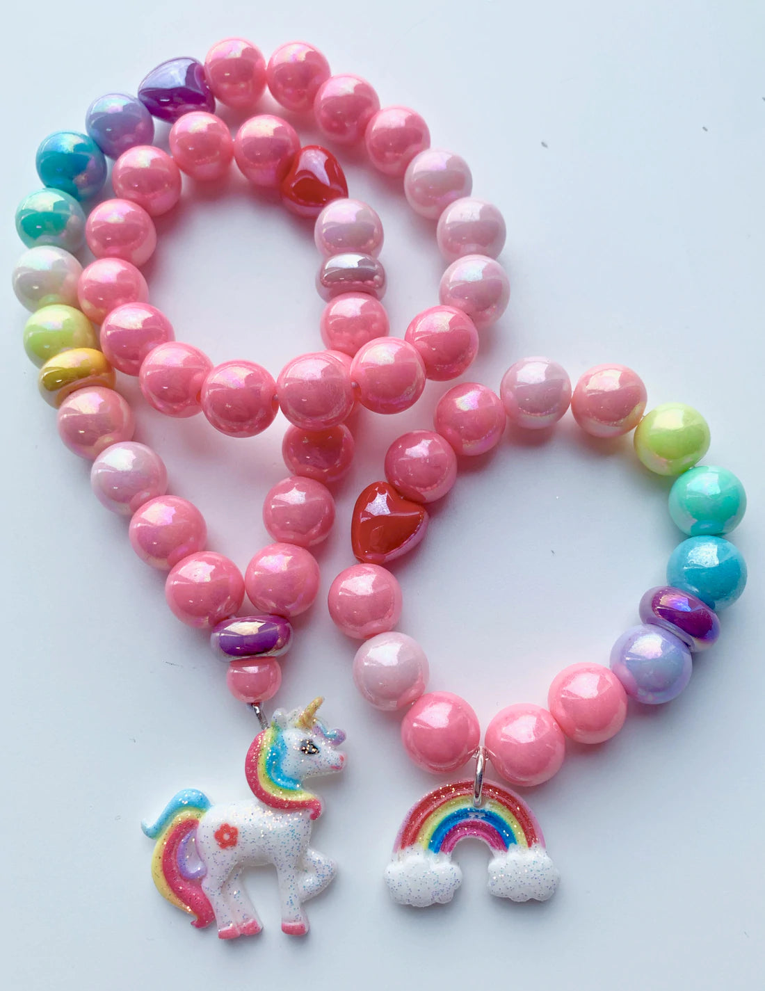 Rainbow Glitter Unicorn Necklace by Red Bobble